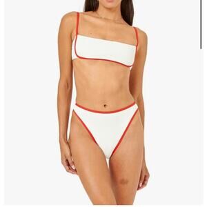 L*Space Women's Hazel Top Cream/Red Size XL NWT